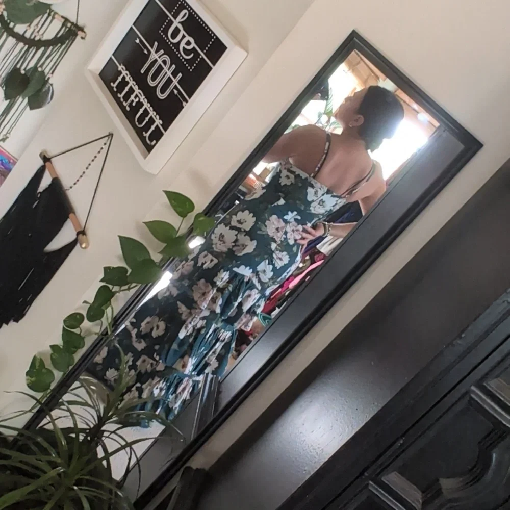Abercrombie & Fitch Chic Teal Long Floral Maxi Dress
